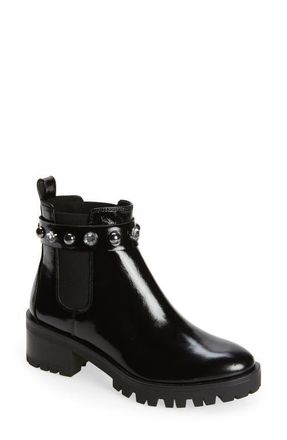 Karl Lagerfeld Porshay Lug Sole Bootie in Black/Black at Nordstrom, Size 8
