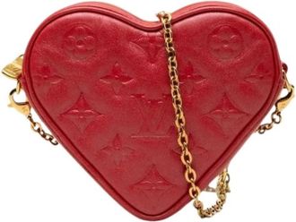 Louis Vuitton Pre-owned Monogram Heart On Chain Shoulder Bag - Dames - Vintage Schoudertas - Rood - ONE Size - Leer - Vintage