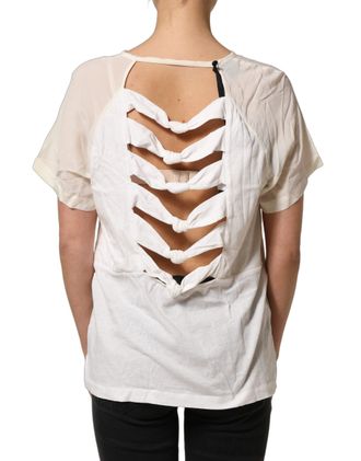 Pinko Silk Sheer Round Neck Short Sleeves Blouse Womens Top (Pre-Owned)