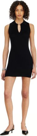 Diesel Short polo dress in silk-blend rib knit - Dresses - Woman - Black