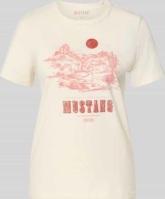 Mustang Jeans Mustang Regular Fit T-Shirt mit Logo-Print Modell Alma in Offwhite, Gr&ouml;&szlig;e XL
