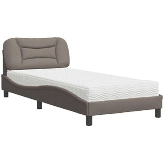 vidaXL Cama Con Colch&oacute;n Tela Gris Taupe 80x200 Cm Vidaxl