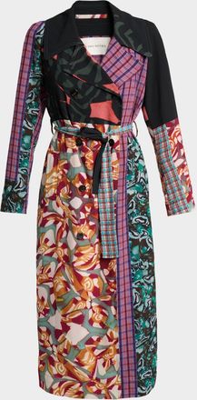 Dries Van Noten Rolano Patchwork Double-Breasted Trench Coat
