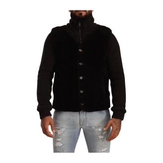 Dolce & Gabbana Chaqueta Abrigo Cuello Tortuga de Piel - Jackets - Hombre - Negro - M