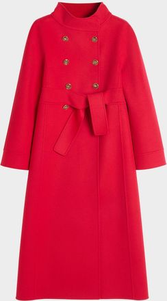 Valentino Garavani High-Neck Double-Breast Belted Wool Cashmere Coat