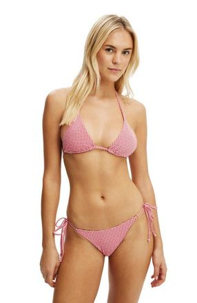 Cotton On Womens String Tie Side Brazilian Bikini Bottom in Red Mini Gingham at Nordstrom, Size X-Large