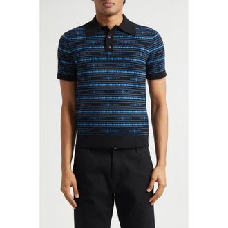 Casablanca Sound Wave Logo Jacquard Wool Polo at Nordstrom, Size X-Large