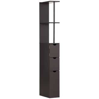 HOMCOM Tall Bathroom Storage Cabinet With Shelf And Drawers - Brown | TJ Hughes