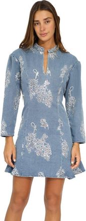 Belle & Bloom Heart You Denim Beaded Mini Dress in Blue at Nordstrom, Size X-Small