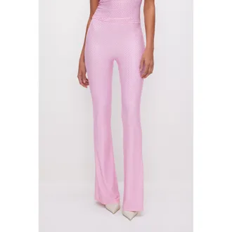 Good American Womens Smooth Matte Crystal Pull-On Flares | Sugar Pink, Size Medium | Good American by Khlo&Egrave; Kardashian