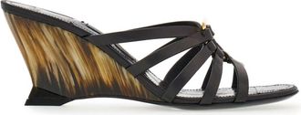 Ferragamo Gancini 70mm wedge sandals - women - CALFSKIN/Goat Skin/Lambskin - 7C - Black