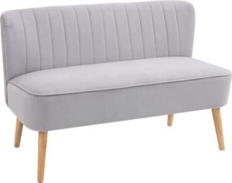 HOMCOM Velvet-Feel Double Sofa w/ Wood Frame Foam Padding High Back - Grey | TJ Hughes