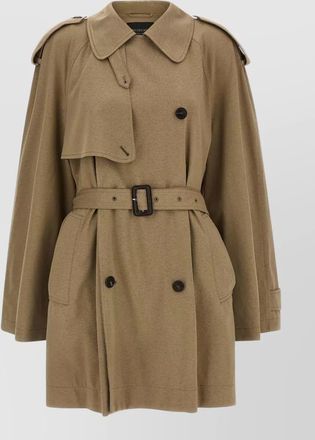 Balenciaga cotton trench coat belted waist epaulettes