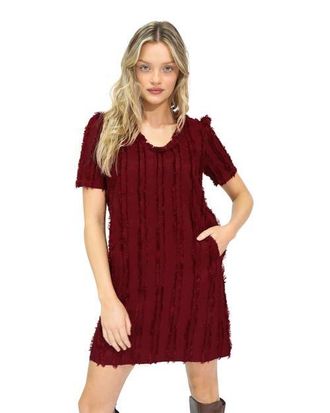 Belle & Bloom Solana Boho Fringe Shift Mini Dress in Red Overflow at Nordstrom, Size X-Small Au