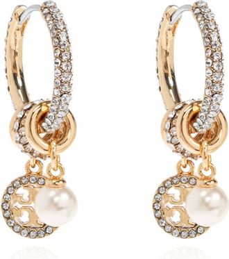 Tory Burch Tory Burch, Earrings, female, Yellow, Size: ONE SIZE Icon Pav&eacute; Charm Earrings