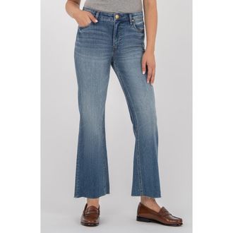 Kut from the Kloth Kelsey High Waist Raw Hem Ankle Flare Jeans in Rigor at Nordstrom Rack, Size 00