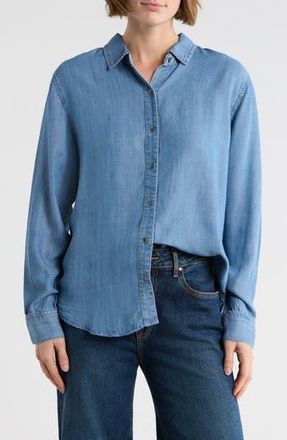 Splendid Chambray Button-Up Shirt in Indigo Blue at Nordstrom Rack, Size X-Small