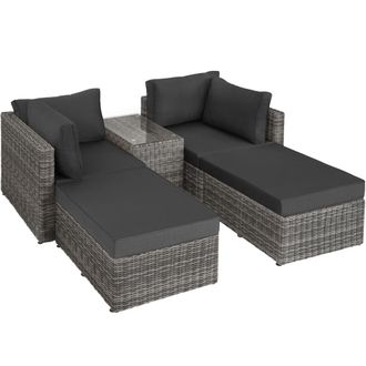 TecTake Conjunto de rat&aacute;n para 2-4 personas, resistente con tablero, gris