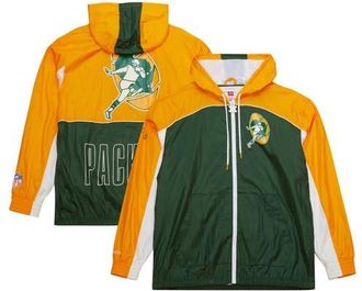 Mitchell & Ness Mens Mitchell & Ness White Green Bay Packers Big Shot Premium Full-Zip Windbreaker at Nordstrom, Size Medium