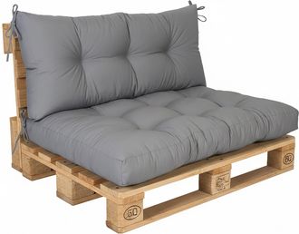 Relaxdays Relaxdays Juego De Cojines Para Pal&eacute;s, Coj&iacute;n De Asiento Bt: 126x85 Cm Y Respaldo Hb: 42x126 Cm, Exterior, Gris
