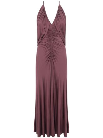 Self Portrait Brown Jersey Drape Midi Dress