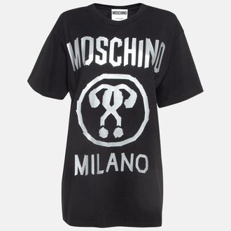 Moschino Couture Black Double Question Mark Print Cotton T-Shirt