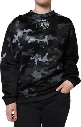 Dolce & Gabbana Black Camouflage Round Neck Sweatshirt Womens Sweater