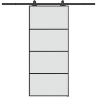 vidaXL Vidaxl - Puerta Corredera Con Set Herrajes Vidrio Esg Aluminio 90x205 Cm
