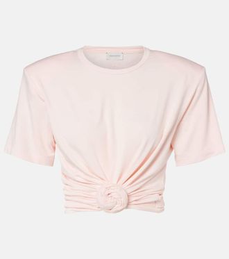 Magda Butrym Cropped floral-applique T-shirt