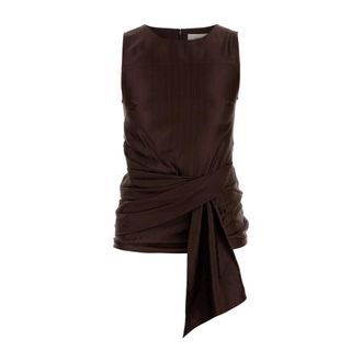 Loulou Studio Sleeveless Tops, female, Brown, Size: XS Fonda 01 Draped Asymmetric Top