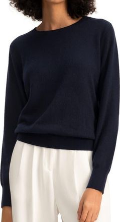 LilySilk Womens Cashmere Super Soft Crewneck Sweater in Navy Blue at Nordstrom, Size Small