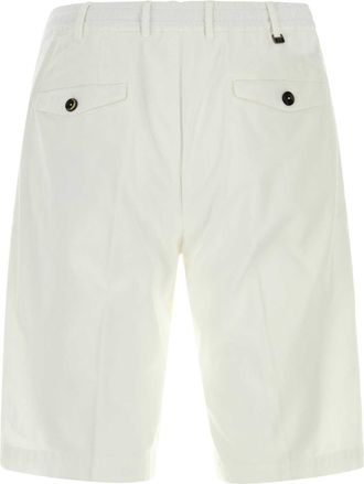 Pantaloni Torino Mens Stretch Corduroy Bermuda Shorts White Cotton Elastane Bermudas