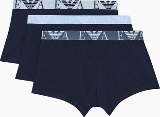 Emporio Armani Mens 3-Pack Triple Navy Boxer Trunks - Black - Size: 39/38/32