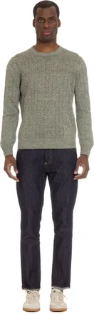 Gran Sasso Melange Linen-Cotton Sweater with Roll Detail