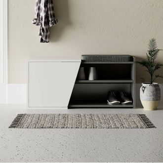 Dmora Mueble Zapatero Neneng, Portazapatos 2 Estantes, Una Puerta, 4 Divisiones, 105x38x47h Cm Negro Antracita