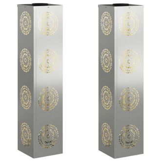vidaXL Luz De Camino Led Solar 2 Pcs Plateado Acero Galvanizado Vidaxl