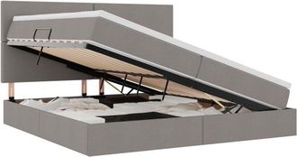 vidaXL Storage Bed with Mattress Taupe 200 x 200 cm Polyester vidaXL