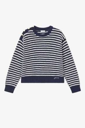 Ganni Navy Dark Blue Striped Wool Jumper - Size XXS/XS