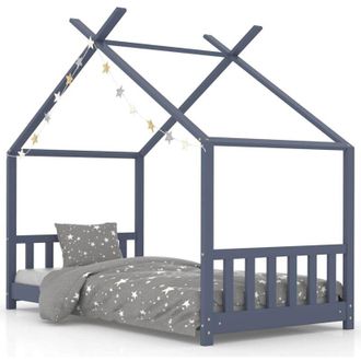 Les Tendances Les Tendances - Estructura De Cama Infantil Madera Maciza Pino Gris 70x140 Cm Vidaxl