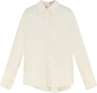 Max Mara Overhemden, Dames, Beige, L, Satijn, Klassiek Zijde Satijn Shirt