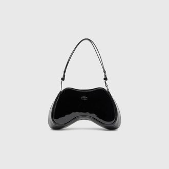 Diesel Play-Glossy crossbody bag with tonal logo - Shoulder Bags - Woman - Black