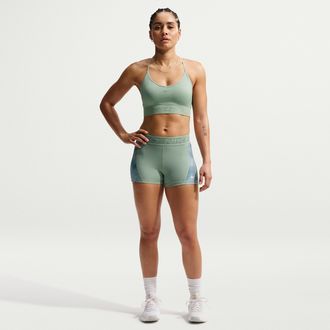 Nike Womens Nike Pro Mid-Rise 3 Shorts in Green | IB9233-006