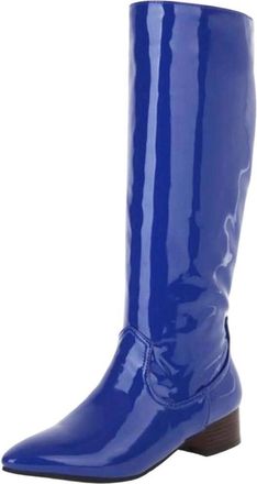 Generic Women Pointed Toe Knee High Boots Chunky Heel Winter Casual Office Pu Leather Boot