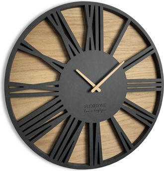 OEM Reloj De Pared Romano Grande Negro Loft 50 Cm