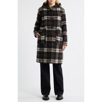 Bernardo Plaid Toggle Coat in Brown Cream at Nordstrom Rack, Size Medium