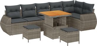 vidaXL Vidaxl - Garden Sofa Set Height-Adjustable 9 pcs Grey Poly Rattan