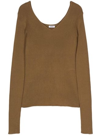 Aspesi v-neck ribbed-knit jumper - Green