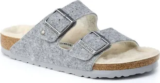 Birkenstock Womens Arizona Sandal In Grey Wool