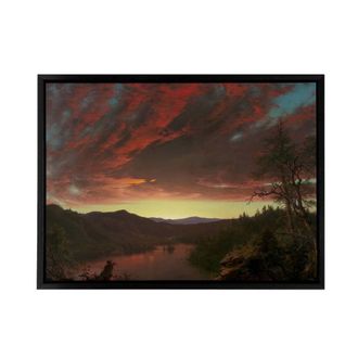 Artery8 Church Twilight In The Wilderness Framed Canvas Wall Art Print in Brown | Size: W24 x H32