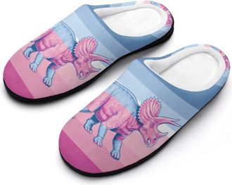 Generic Dinosaur Trans Proud Flag Funny Mens Cotton Slippers Soft Non-Slip Rubber Sole House Slipper Indoor Outdoor